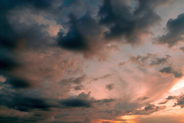 Obraz premium Beautiful sky. Clouds in twilight sky in evening. Colorful sky in twilight time.