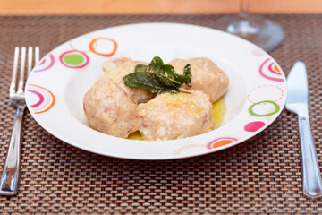 Bread Dumplings (Canederli) typical dish in the Italian Alps