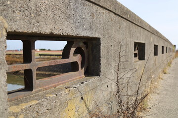 Sendai City, Miyagi Prefecture Japan, November 2021. Earthquake remains Arahama Elementary School
.. The current state of the Sadayama Canal.　A bridge that was not damaged by the tsunami