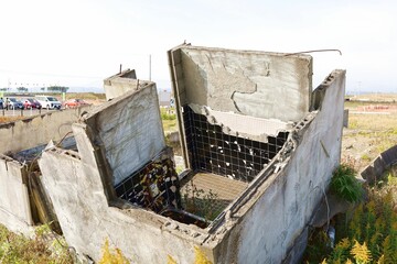 Sendai City, Miyagi Prefecture Japan, November 2021.
Remains of the earthquake: Arahama district...