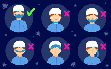How to wear a face mask right and wrong muslim