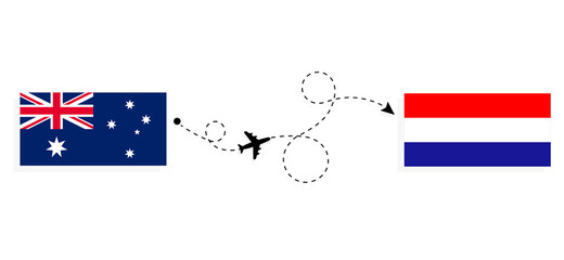 Flight and travel from Australia to Croatia by passenger airplane Travel concept