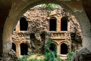 Ruins of old fortification Fort outpost Dubno or Tarakaniv fort in Rivne region, Ukraine