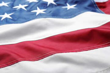 National flag of America as background, closeup view