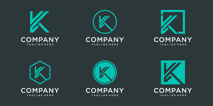 Set of creative monogram letter k logo design