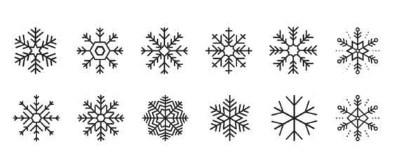 Snowflake icons set. Snowflake symbols. Snow icon. blue Snowflakes icons. Black snowflake. Snowflakes template. Snowflake winter.