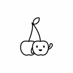 Cute Line Smile Cherry Illustration