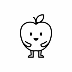 Cute Line Apple Illustration