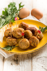finger food salmon meatball with herbs
