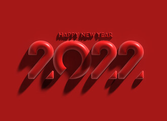 3D Render Happy New Year 2022 Text Typography Design illustration.