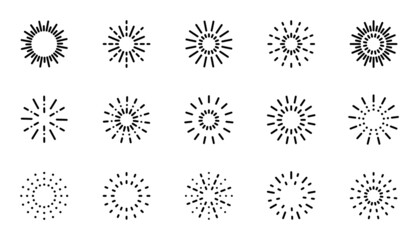 Starburst line art icon. Vector logo spark sunburst. Outline sunburst and starburst, editable stroke - obrazy, fototapety, plakaty