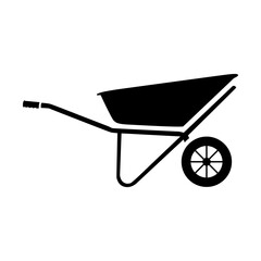 Icon wheelbarrow. The device for transportation of goods for work in a garden and on building, used in gardening and construction. Vector illustration in simple style isolated for design and web.