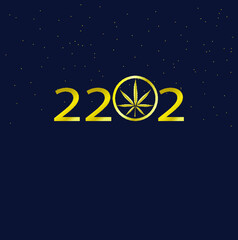 Obraz na płótnie Canvas Marijuana New Year greeting card, banner, color vector illustration