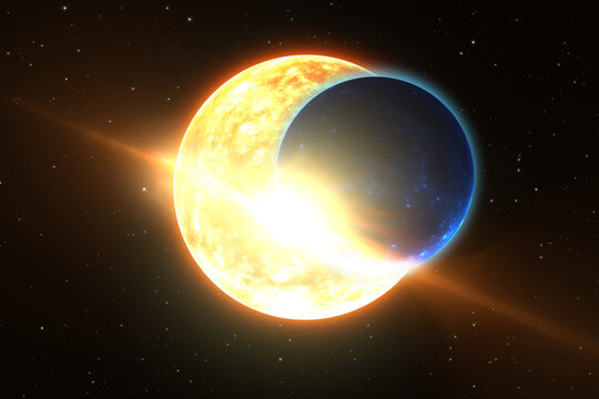 The exoplanet transit. Distant exoplanet passes between its star and Earth