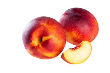 Fresh nectarines isolated on white background.