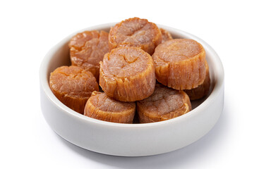 Dried scallop isolated on white background.