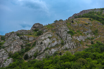 Summer mountain landscape: 681m Ilyas-Kaya and Sun Temple