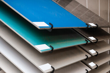 Samples of Colored Tiles Flat Polished Porcelain Stoneware for Home Interior Design Material