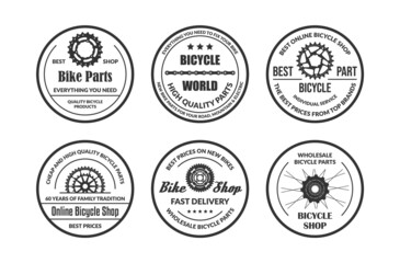 Online bicycle shop circled monochrome pictogram decorative design place for text vector