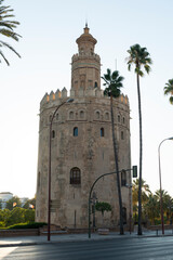 Fototapeta na wymiar Seville, Spain - August 16, 2019: Torre del oro
