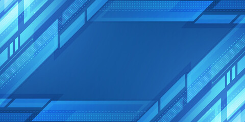 Obraz premium Abstract blue technology with geometric design and digital network background