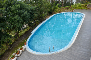 Swimming pool with blue and clear water