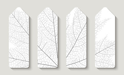 Bookmarks with leaf veins. Bookstore label or flyer. Vector illustration.