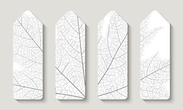 Bookmarks with leaf veins. Bookstore label or flyer. Vector illustration.
