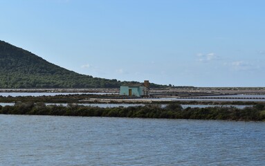 
Landscape of Las Salinas, a house in the middle of the sea in Ibiza