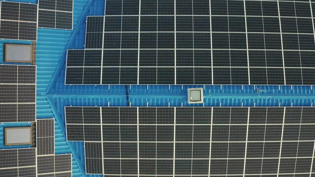 Solar power plant on the roof of the building