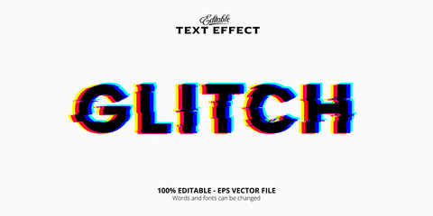 Futuristic and editable glitch text effect - obrazy, fototapety, plakaty