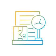International shipping packing list kg gradient linear vector icon. Document of cargo weight. Delivery business paper. Thin line color symbol. Modern style pictogram. Vector isolated outline drawing
