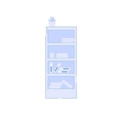 Vector flat cartoon work cabinet with folders,papers documents,home plant isolated on empty background-office furniture and interior elements,workplace organization concept,web site banner ad design
