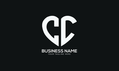 Cc heart love design abstract monogram vector logo template