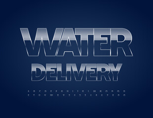 Vector business logo Water Delivery. Creative glass Font. Shiny modern Alphabet Letters and Numbers set