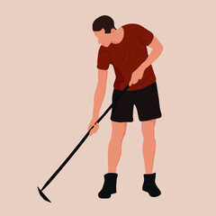 People gardening. Agriculture gardener hobby and garden job. Gardening person. Flat vector illustration isolated.