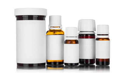 Medicine bottles isolated on white