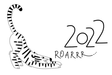 The Tiger is the Zodiac Symbol of the 2022 New Year. Vector illustration - 471062143