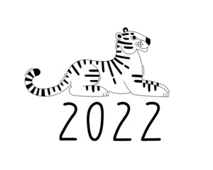 The Tiger is the Zodiac Symbol of the 2022 New Year. Vector illustration - 471062179