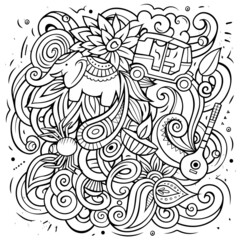 India hand drawn vector doodles illustration.