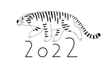 The Tiger is the Zodiac Symbol of the 2022 New Year. Vector illustration - 471062312