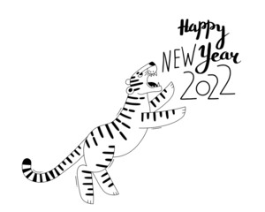 The Tiger is the Zodiac Symbol of the 2022 New Year. Vector illustration - 471062376