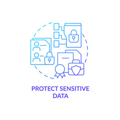 Protect sensitive data blue gradient concept icon. Ensure safety of work information. Employee monitoring abstract idea thin line illustration. Vector isolated outline color drawing