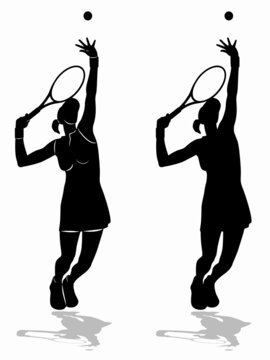 silhouette of a tennis  player, vector drawing