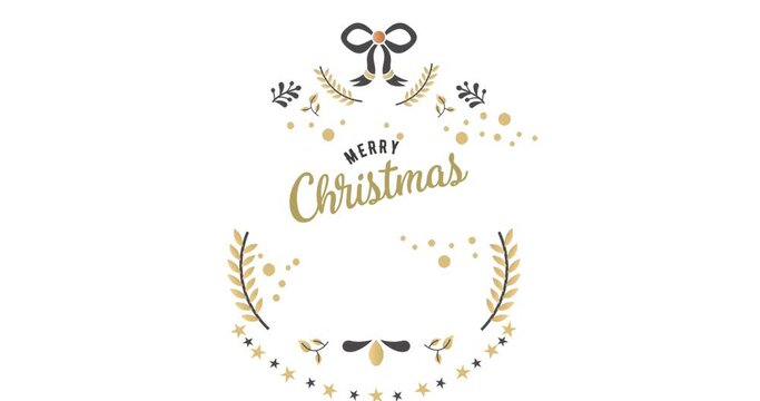Animation of christmas season's greeting over decorations on white background
