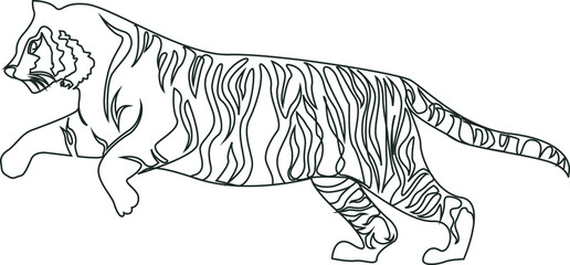 Chinese new year 2022 year of the tiger, line art character, simple hand drawn . Happy Сhinese new year 2022, year of tiger. Vector one line illustration.