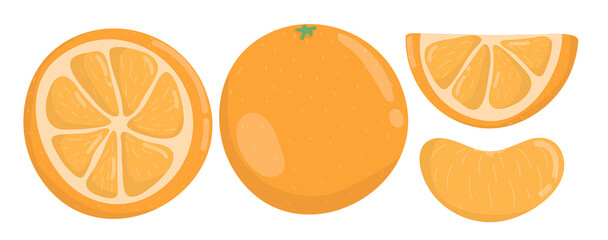 Set of ripe oranges,Orange fruit slice