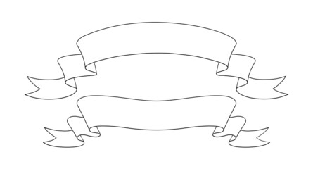 Vector set of line art ribbon banners