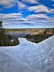 Obraz premium landscape with lake and blue sky