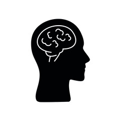 human brain icon, person pictogram, abstract silhouette of a man, flat vector
